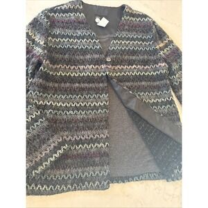 First Option Acrylic Blend Cardigan Tank Button Open Sweater Knit Womens M